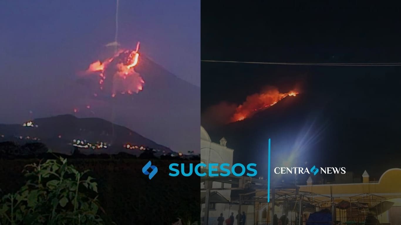 incendio en el volcán de Agua