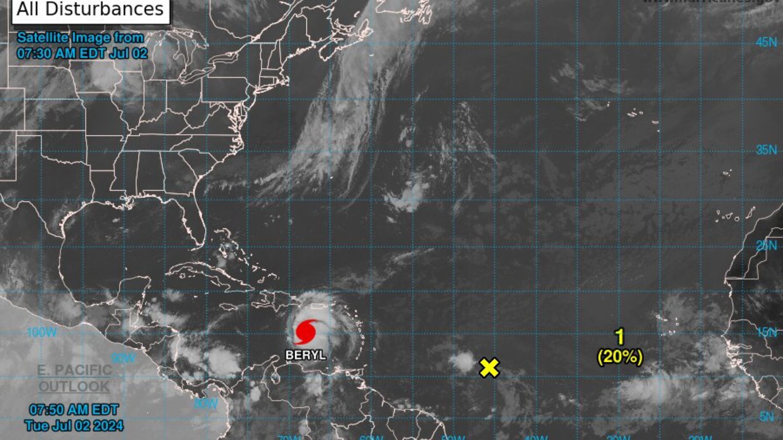 Conred en alerta anaranjada por Huracán Beryl