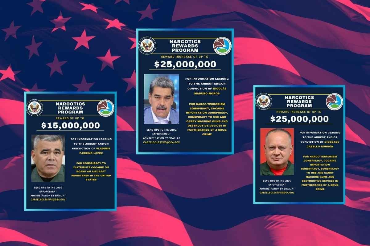 EE. UU. ofrece hasta $25M por Maduro, Cabello y Padrino por narcotráfico