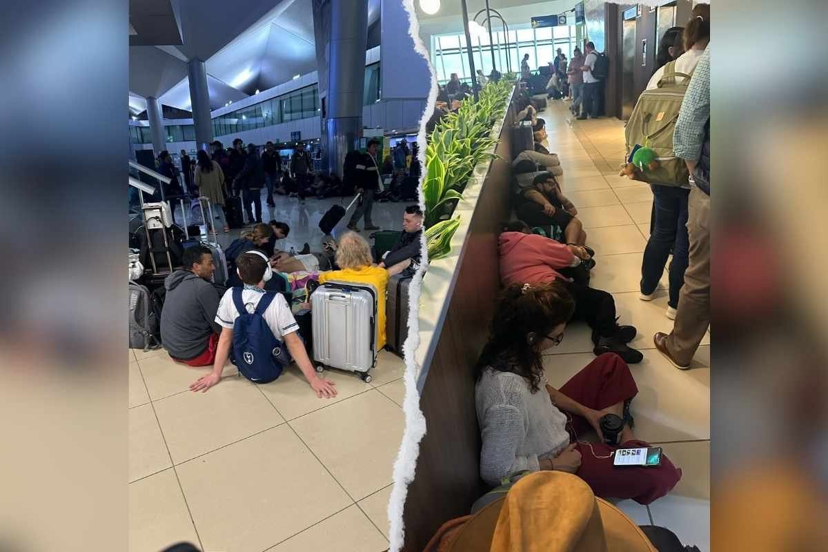 Caos en La Aurora turistas duermen en el suelo por bloqueos en Guatemala