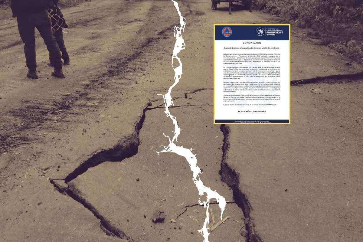 Paralizan obras en ruta Palín–Santa María por riesgo geológico