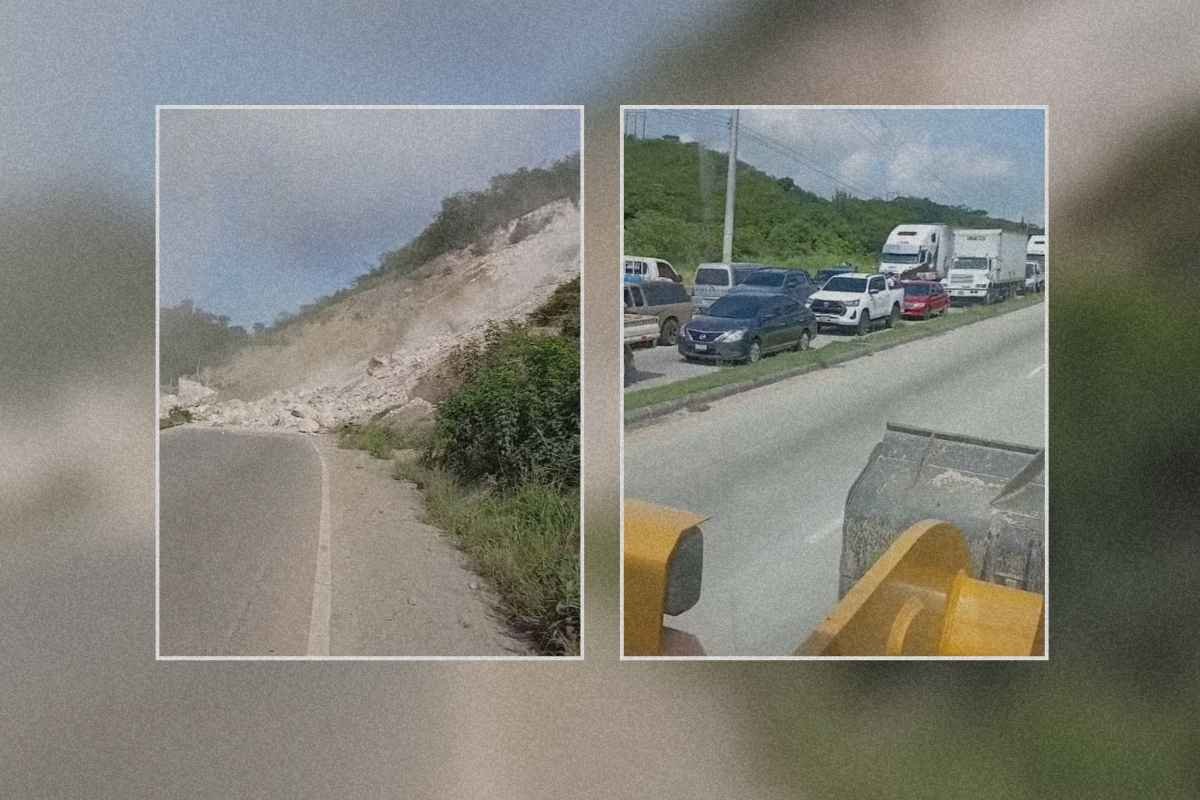 VÍDEO Derrumbe bloquea ruta al Atlántico y causa caos vial